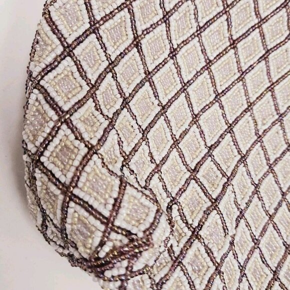 Vintage Avon Beaded Purse Top Handle Bag Diamond Pattern Evening Party Handbag - Picture 2 of 10